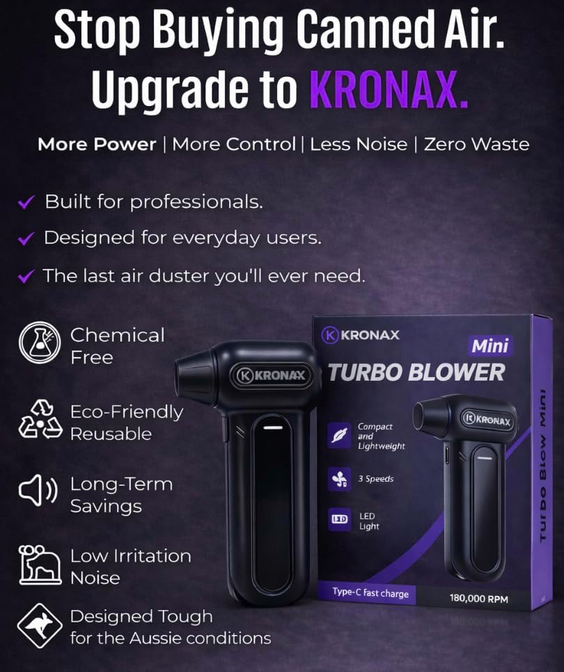 KRONAX 5-in-1 Electric Air Duster & LED Jet Blower 150,000 RPM