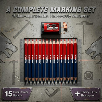 AUDAX 15-Pack Duo Marking Pencils 175mm with Sharpener