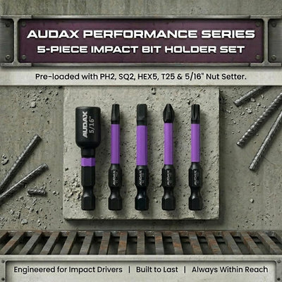 AUDAX 5-Piece Impact Bit Holder Set with HYPERTORQUE Bits