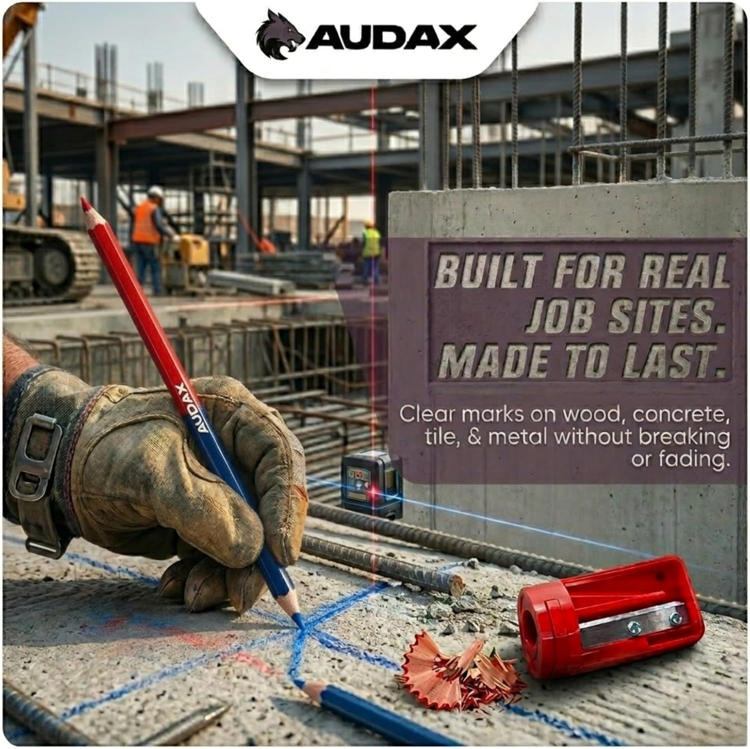 AUDAX 15-Pack Duo Marking Pencils 175mm with Sharpener