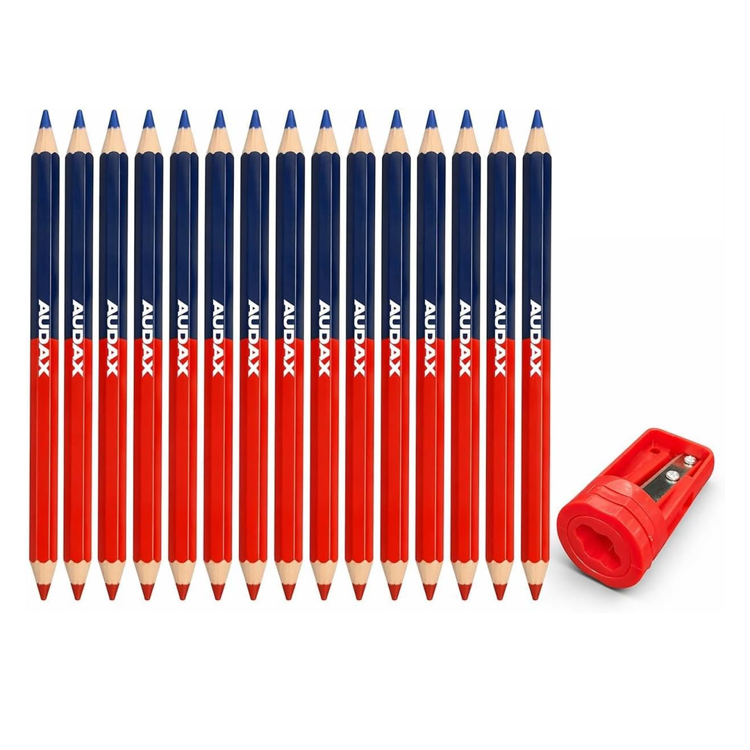 AUDAX 15-Pack Duo Marking Pencils 175mm with Sharpener