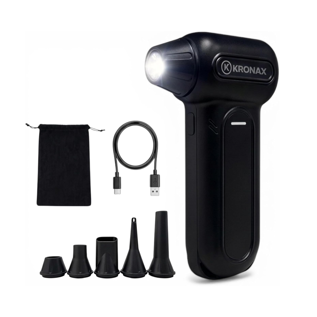 KRONAX 5-in-1 Electric Air Duster & LED Jet Blower 150,000 RPM